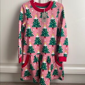 Mini Boden pink Christmas dress size 6-7y new with tags